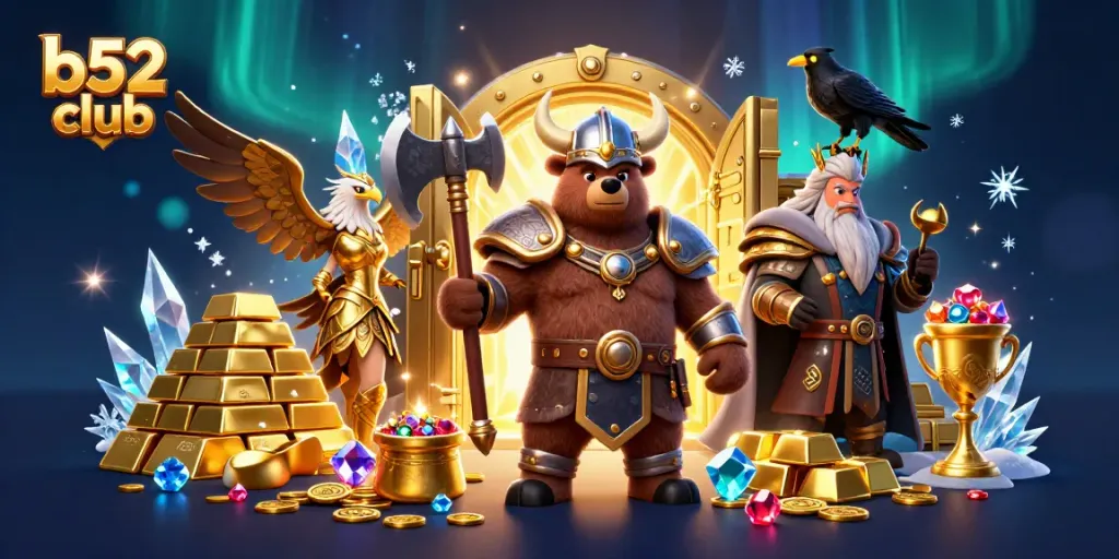 Experience thrilling action at b52 club with vibrant slots, gold treasures, and dynamic characters.