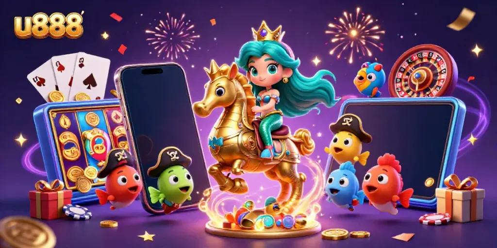 Experience thrilling gameplay and vibrant visuals with u888 online gaming, featuring dynamic characters and casino elements.