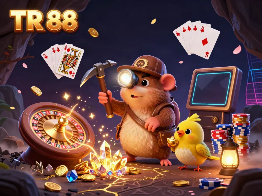 Experience the thrill of TR 88 as a treasure hunter mole and canary explore vibrant casino riches.