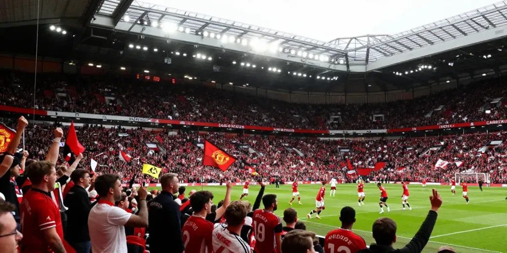 Exciting scene of แมนยู vs ลิเวอร์พูล 10 นัดล่าสุด football rivalry, showcasing passionate fans and players in action.