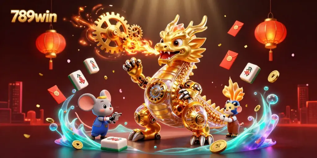 Experience winning strategies at 789win with vibrant golden dragon and festive casino elements.