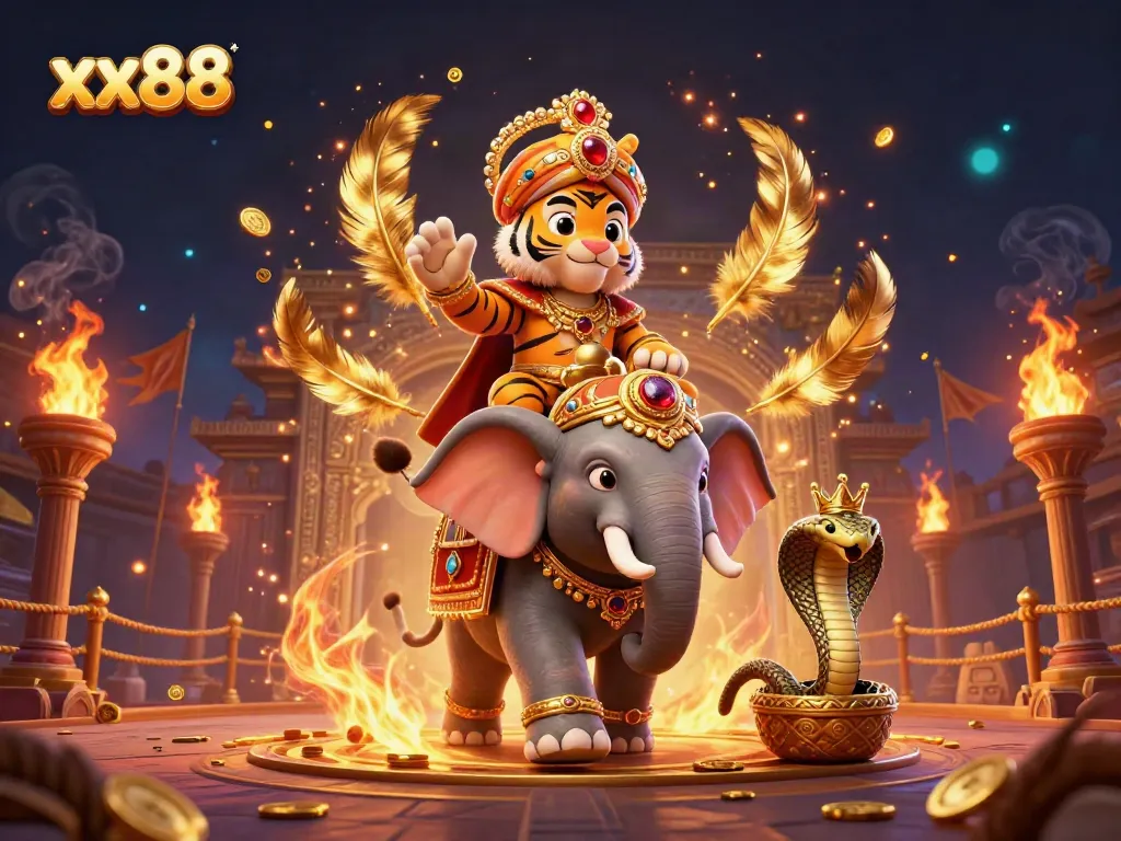 Experience thrilling casino adventures with xx88's exciting characters in a vibrant illustrated scene.