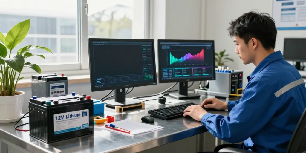 12V Lithium Batteries lined up in a clean workspace, showcasing innovative energy solutions.