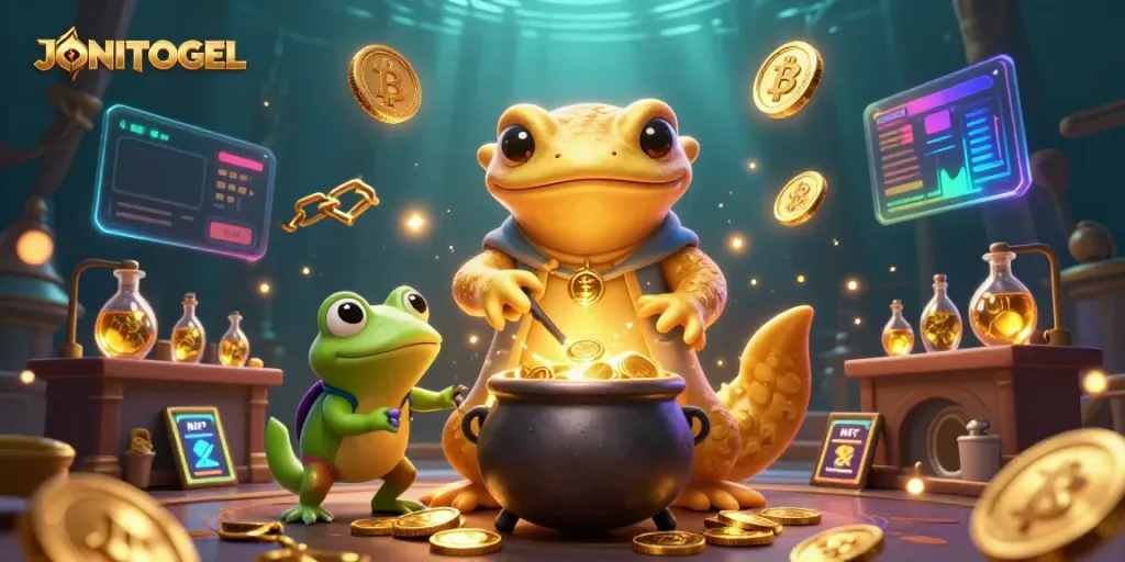 Experience the magic of JONITOGEL in an enchanting casino illustration.