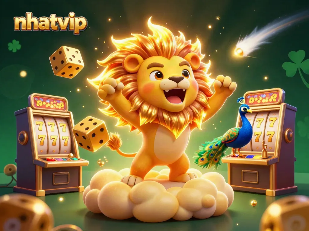 Nhatvip showcases thrilling slot experiences with vibrant characters and exciting elements in a dynamic casino scene.