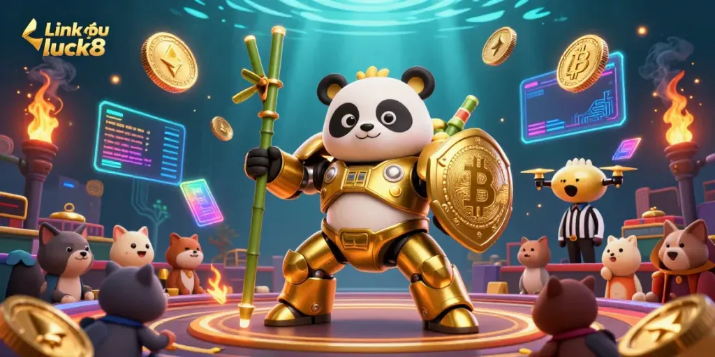 Experience thrilling gameplay with Link vào luck8 in a vibrant casino arena with digital elements.