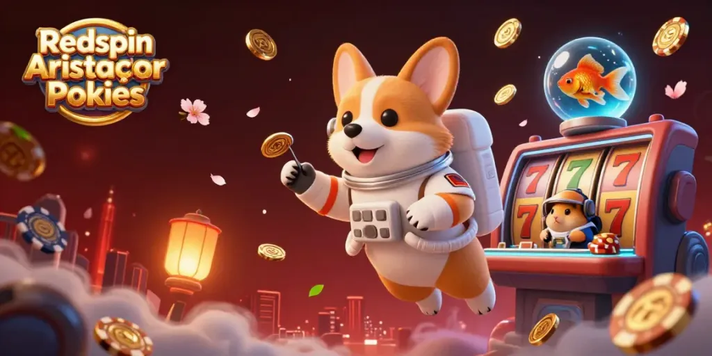Experience the thrilling adventure of Redspin Aristocrat Pokies with exciting visual elements and characters in a dynamic casino setting.