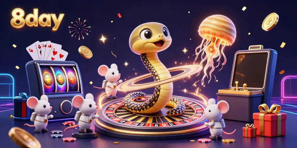Experience thrilling bets on 8day's cosmic casino with engaging games and vibrant visuals.