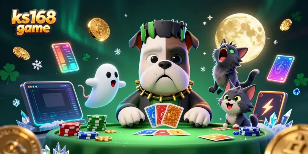 Join the ks168 game with a whimsical 3D scene featuring mystical characters and vibrant crypto elements.