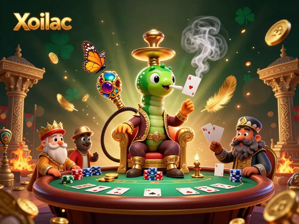 Xoilac - Engage in thrilling poker with vibrant characters in a rich, animated casino scene