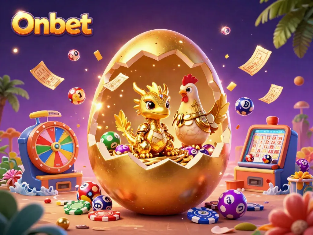 Engage with Onbet's captivating dice-themed illustration showcasing exciting gambling elements.
